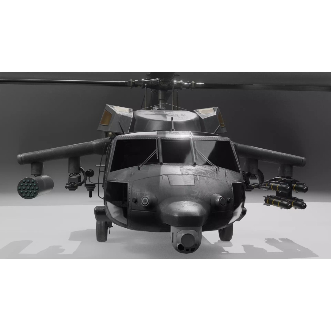 UH60 Black Hawk 3D Model – Low Poly Game Asset with PBR Textures - View 2