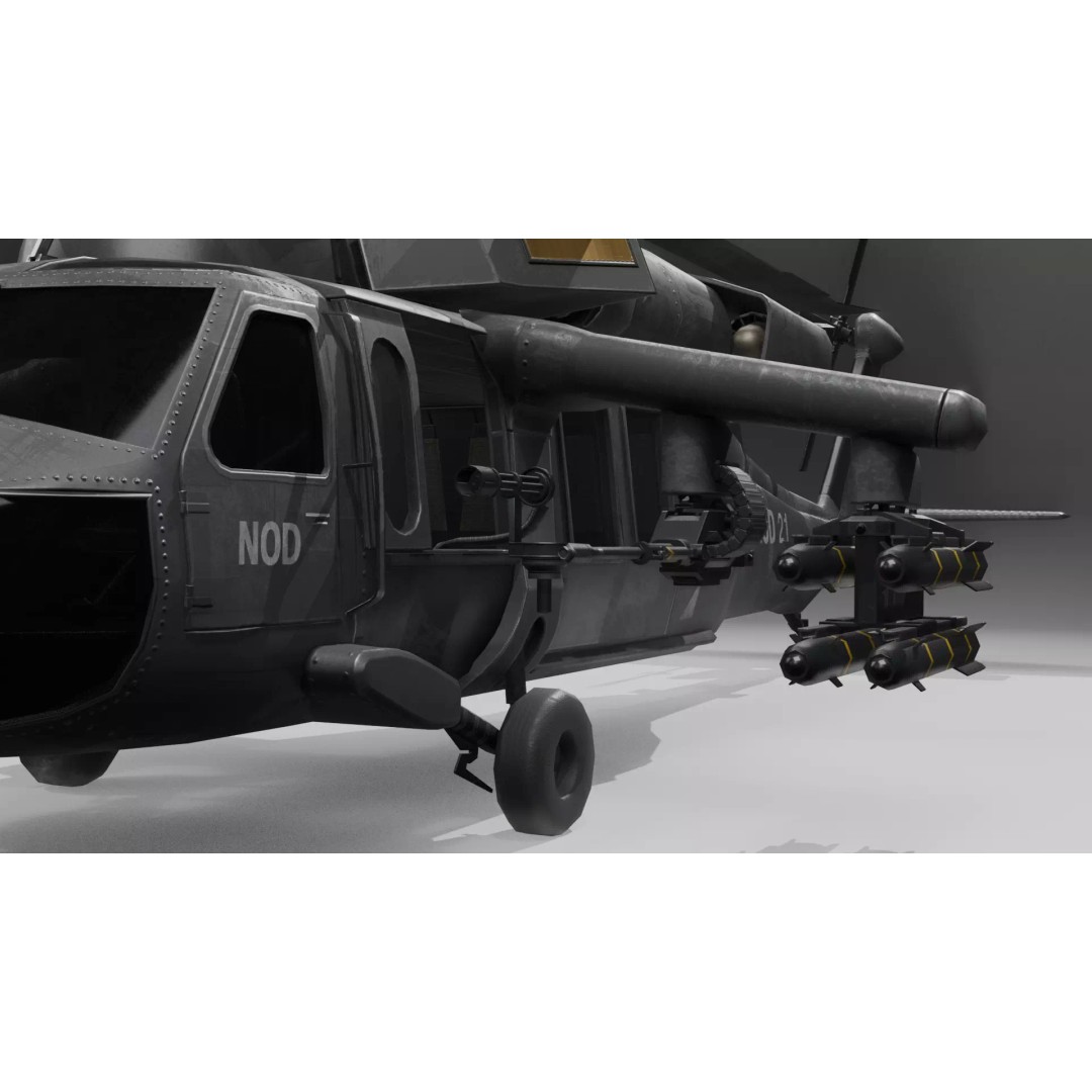 UH60 Black Hawk 3D Model – Low Poly Game Asset with PBR Textures - View 3