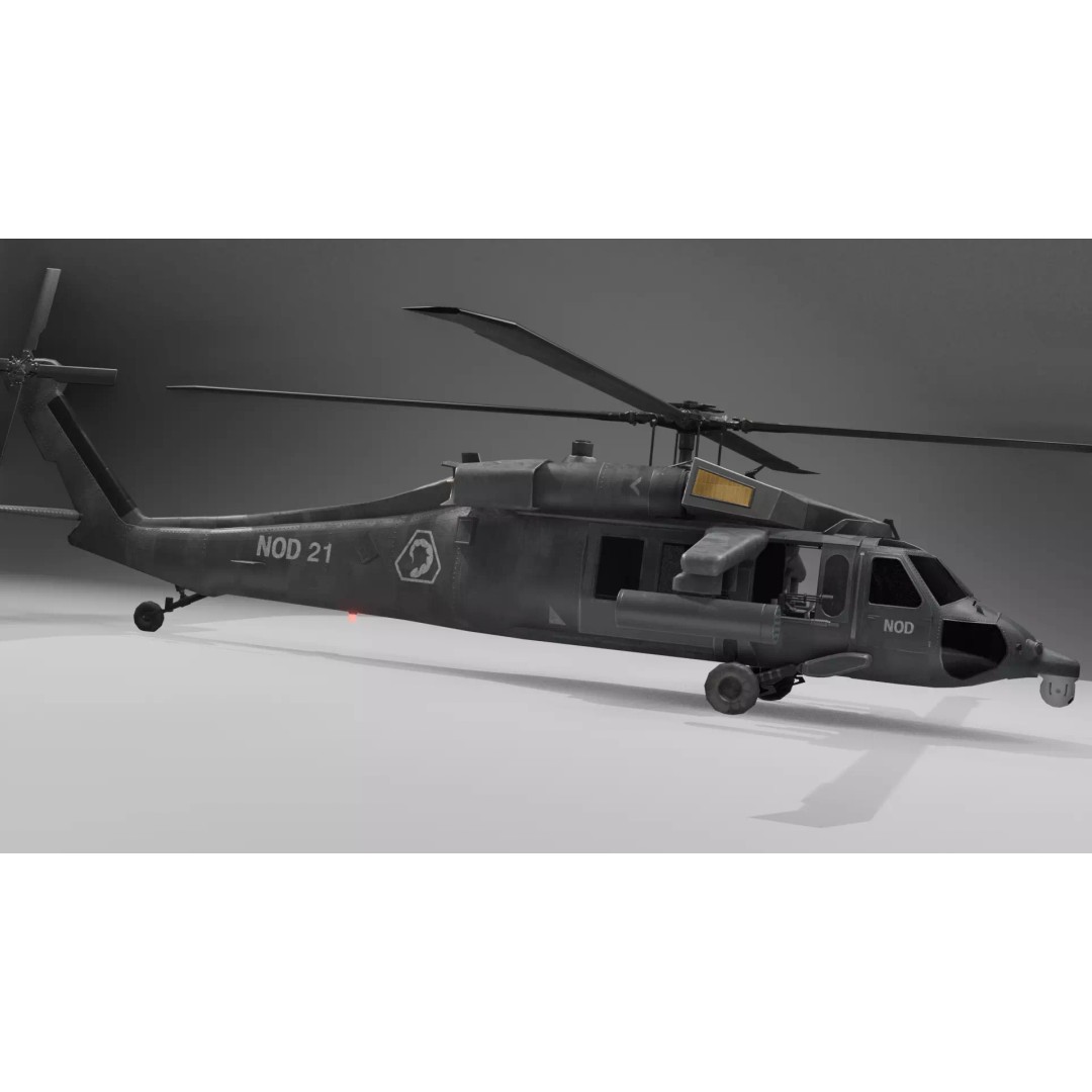 UH60 Black Hawk 3D Model – Low Poly Game Asset with PBR Textures - View 4