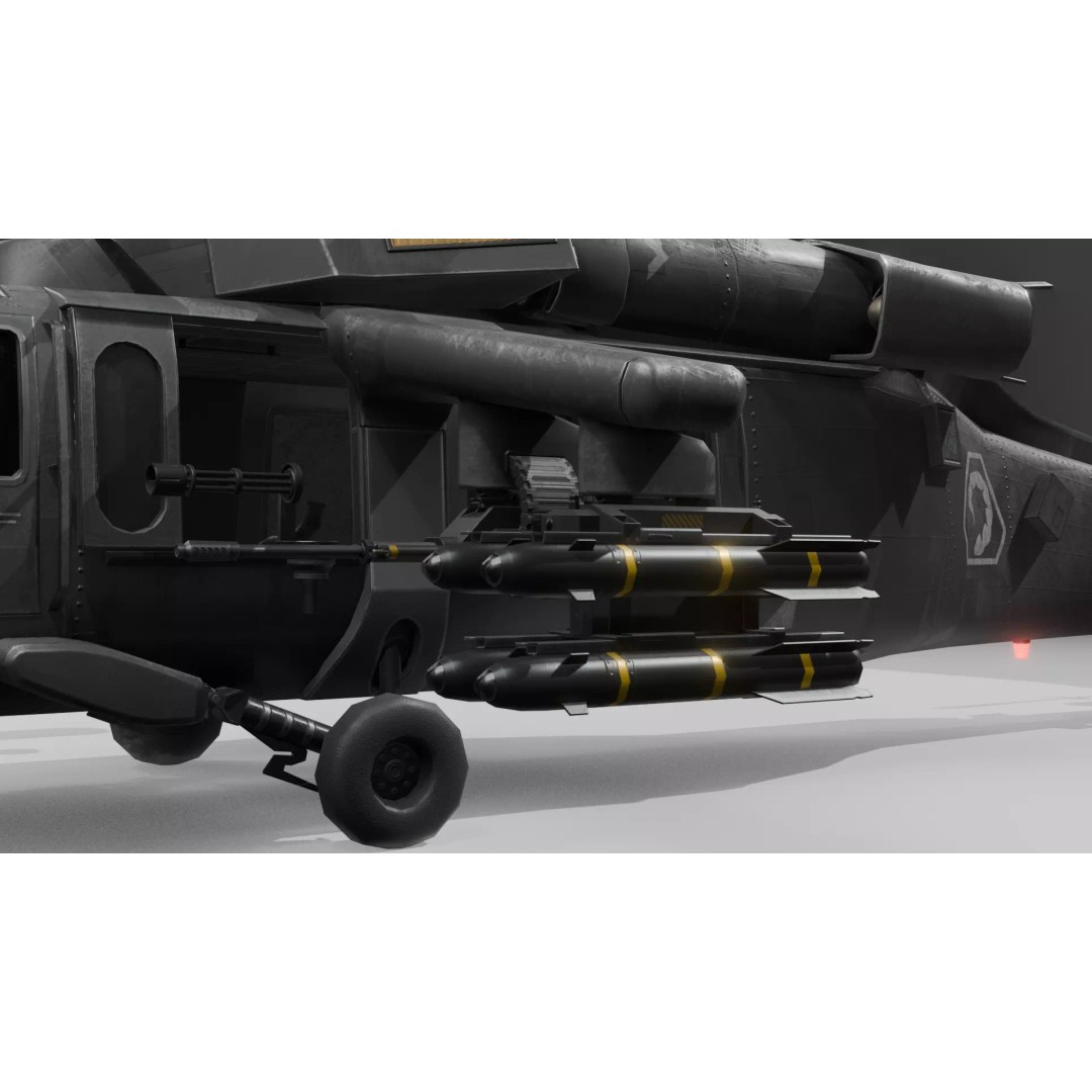 UH60 Black Hawk 3D Model – Low Poly Game Asset with PBR Textures - View 5