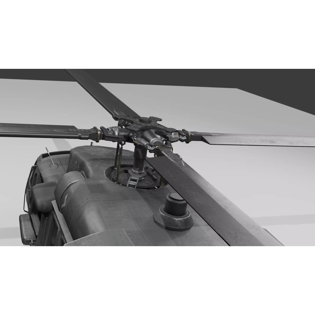 UH60 Black Hawk 3D Model – Low Poly Game Asset with PBR Textures - View 8