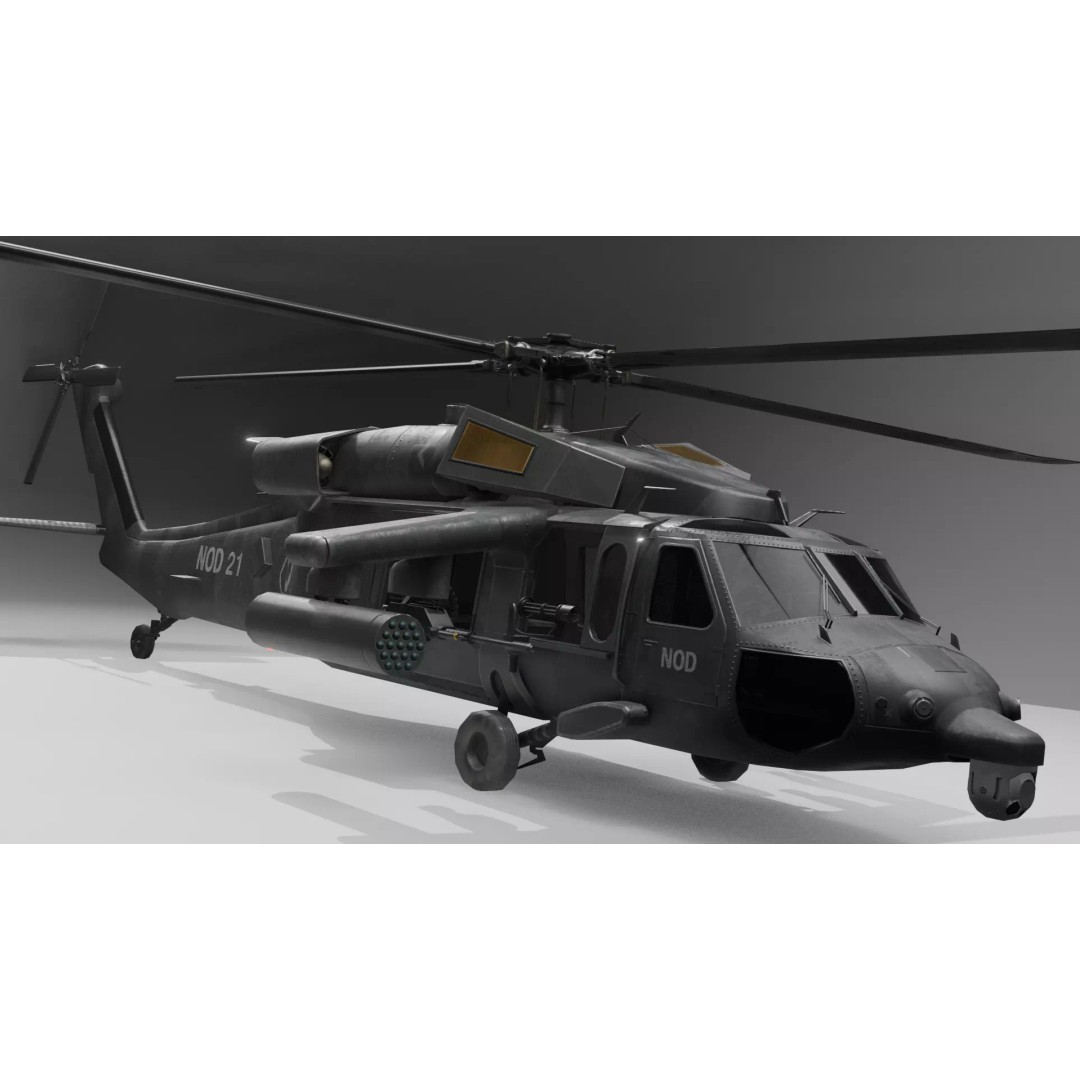 UH60 Black Hawk 3D Model – Low Poly Game Asset with PBR Textures - View 9