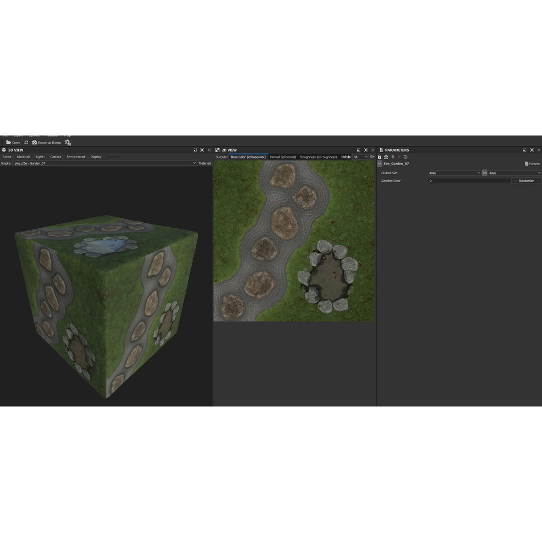 Japanese Zen Garden 3D Model – Low Poly PBR Asset, FBX, Blender