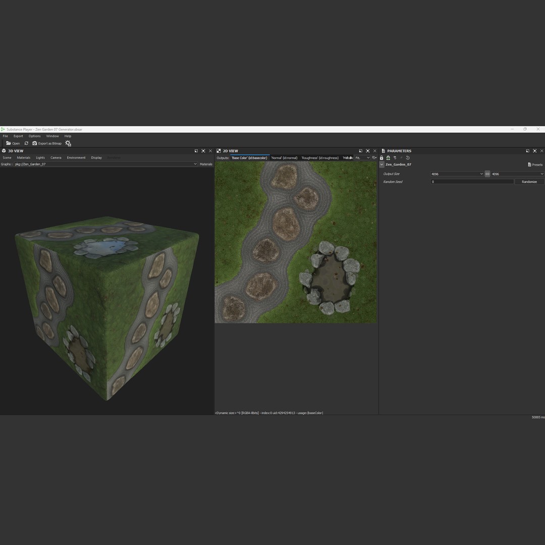 Japanese Zen Garden 3D Model – Low Poly PBR Asset, FBX, Blender - View 9