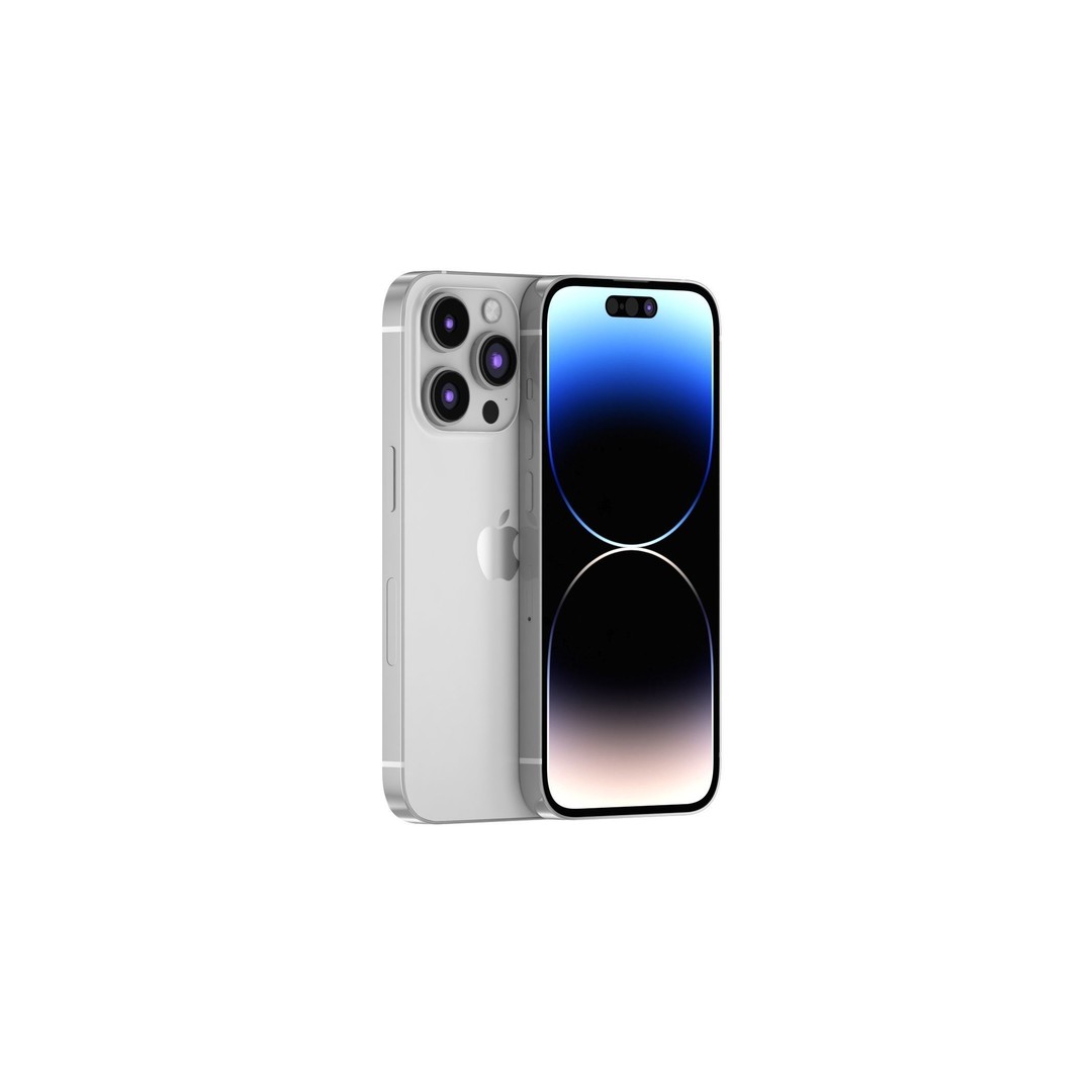 Apple iPhone 14 Pro Silver 3D Model – High Poly Game-Ready PBR FBX, OBJ - View 3