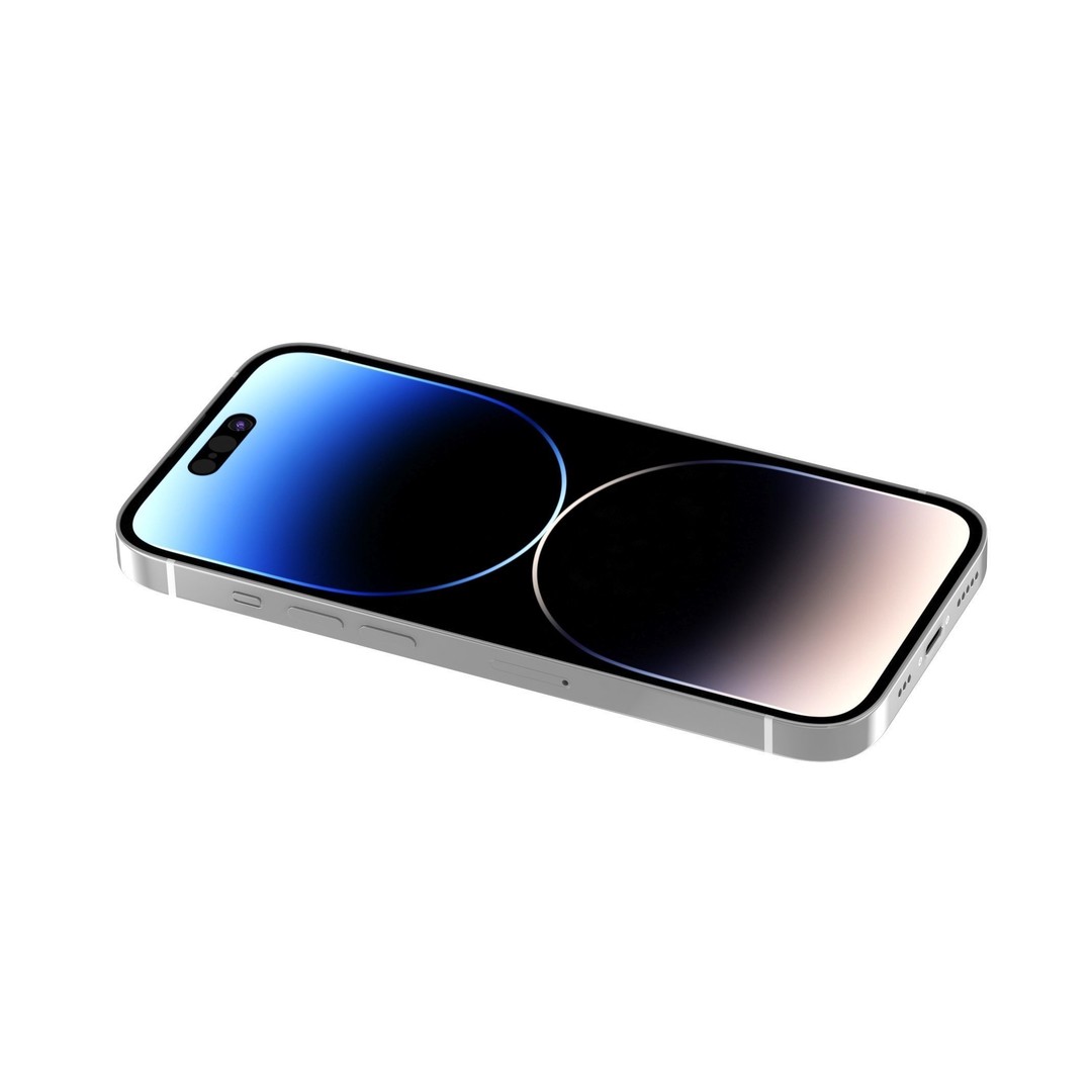 Apple iPhone 14 Pro Silver 3D Model – High Poly Game-Ready PBR FBX, OBJ - View 6