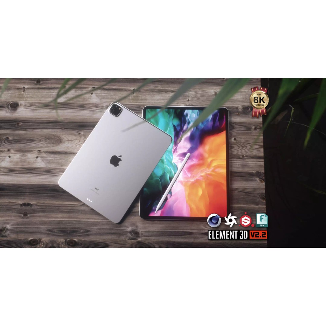 iPad Pro 3D Model – Low Poly PBR Tablet with Apple Pencil 2 - View 2