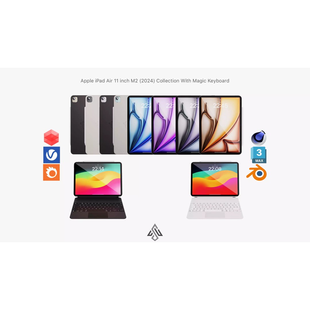 Apple iPad Air 11 ft 2024 3D Model – PBR Textured with Magic Keyboard - View 2