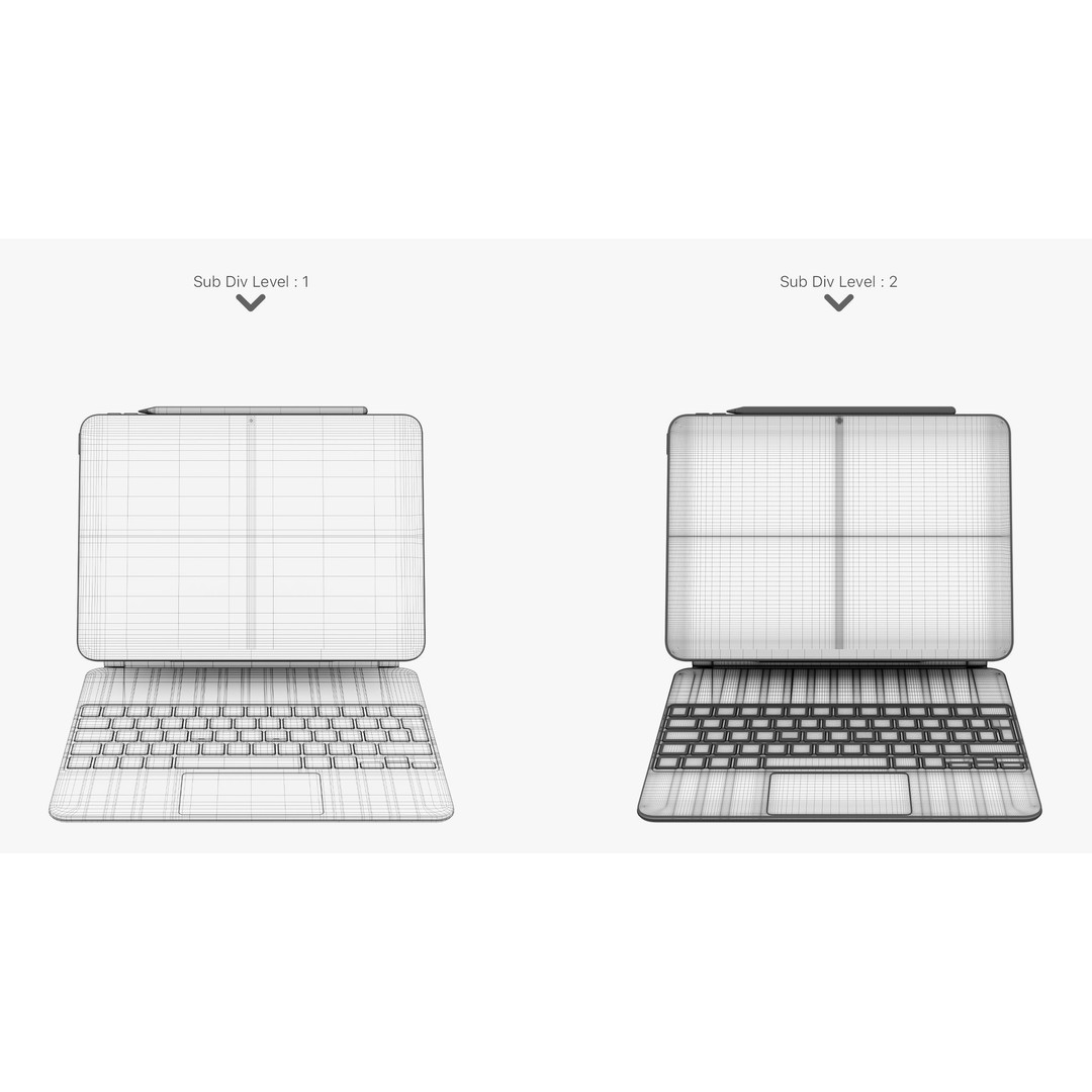 Apple iPad Air 11 ft 2024 3D Model – PBR Textured with Magic Keyboard - View 85