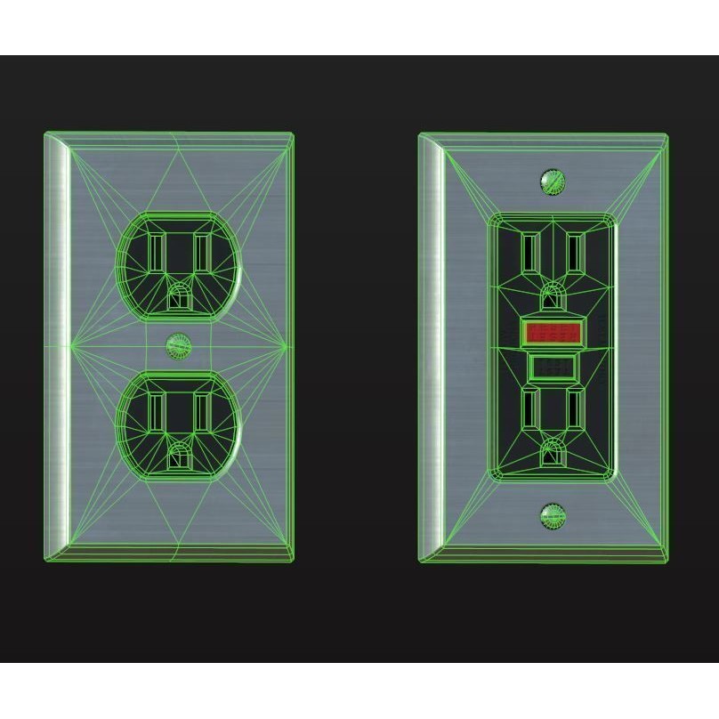 Electrical Power Outlets 3D Model – Low Poly PBR Asset, FBX, OBJ