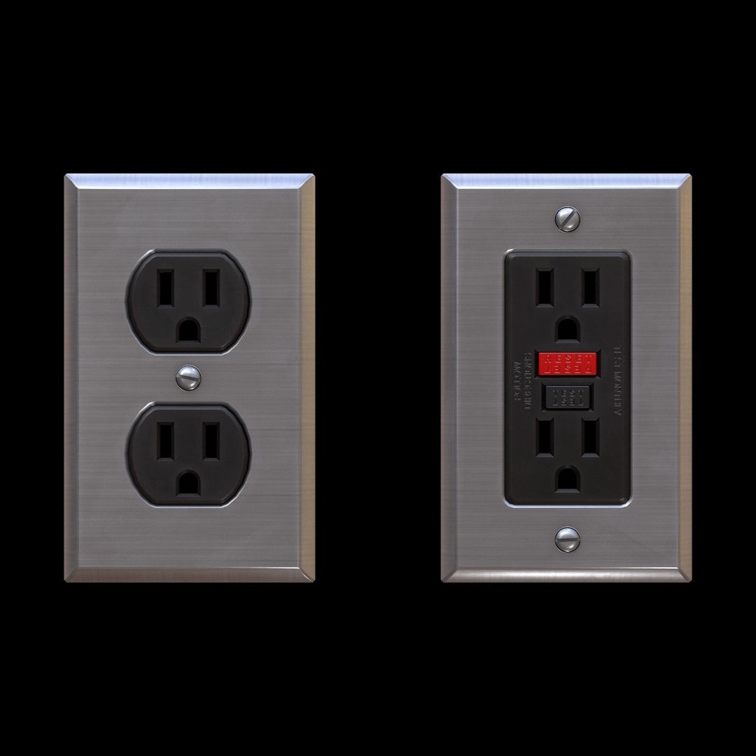 Electrical Power Outlets 3D Model – Low Poly PBR Asset, FBX, OBJ - View 3