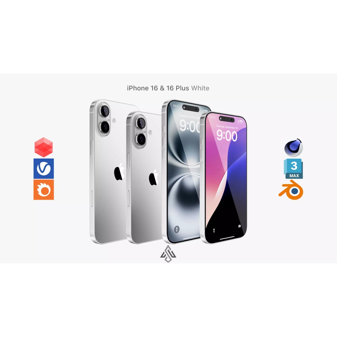 Apple iPhone 16 & 16 Plus 3D Model – High Detail PBR Asset, FBX & OBJ - View 2