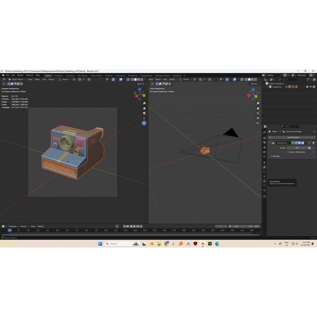 Polaroid Camera 3D Model – Hand-Modeled PBR Asset, Blender, FBX, OBJ - View 10