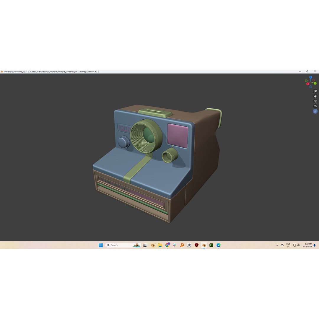 Polaroid Camera 3D Model – Hand-Modeled PBR Asset, Blender, FBX, OBJ - View 11