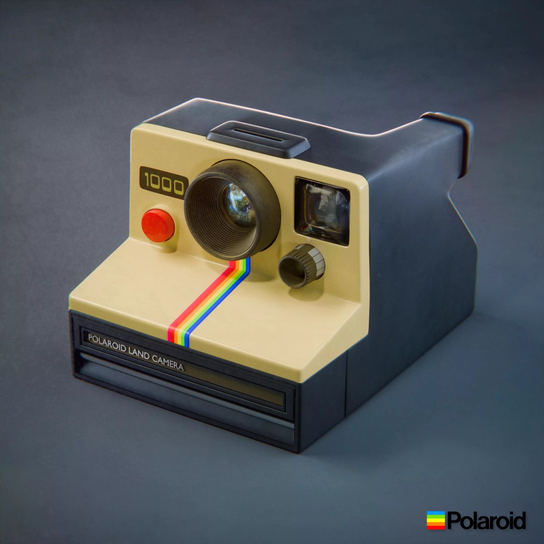 Polaroid Camera 3D Model – Hand-Modeled PBR Asset, Blender, FBX, OBJ - View 3