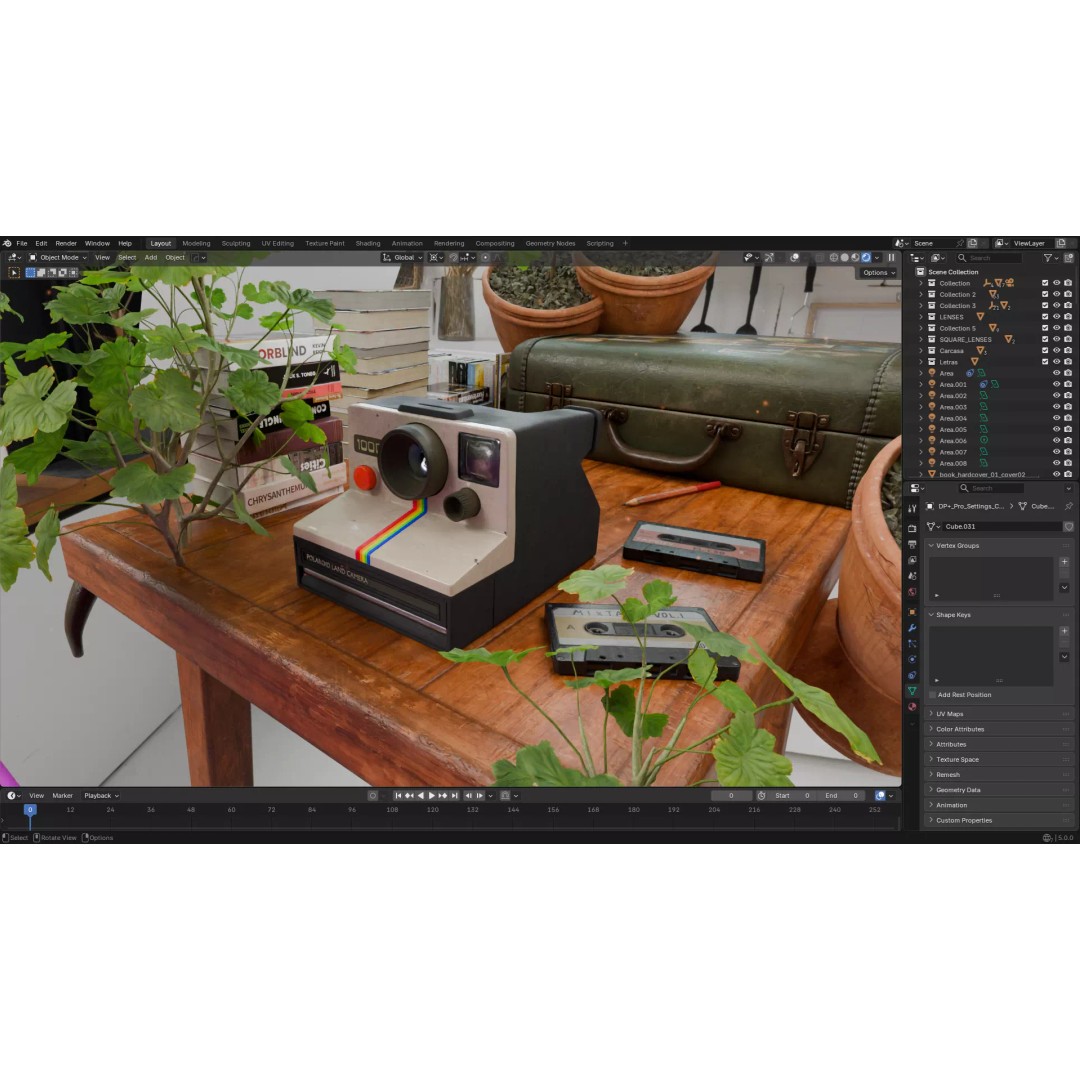 Polaroid Camera 3D Model – Hand-Modeled PBR Asset, Blender, FBX, OBJ - View 5