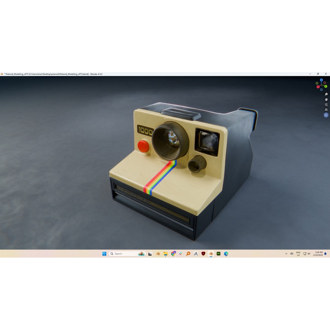 Polaroid Camera 3D Model – Hand-Modeled PBR Asset, Blender, FBX, OBJ - View 6