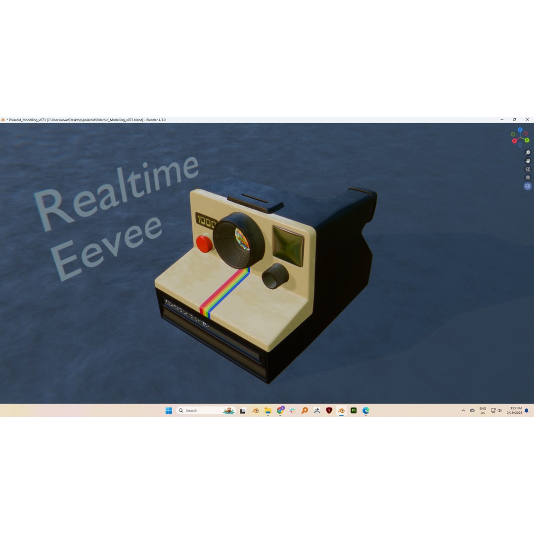 Polaroid Camera 3D Model – Hand-Modeled PBR Asset, Blender, FBX, OBJ - View 8