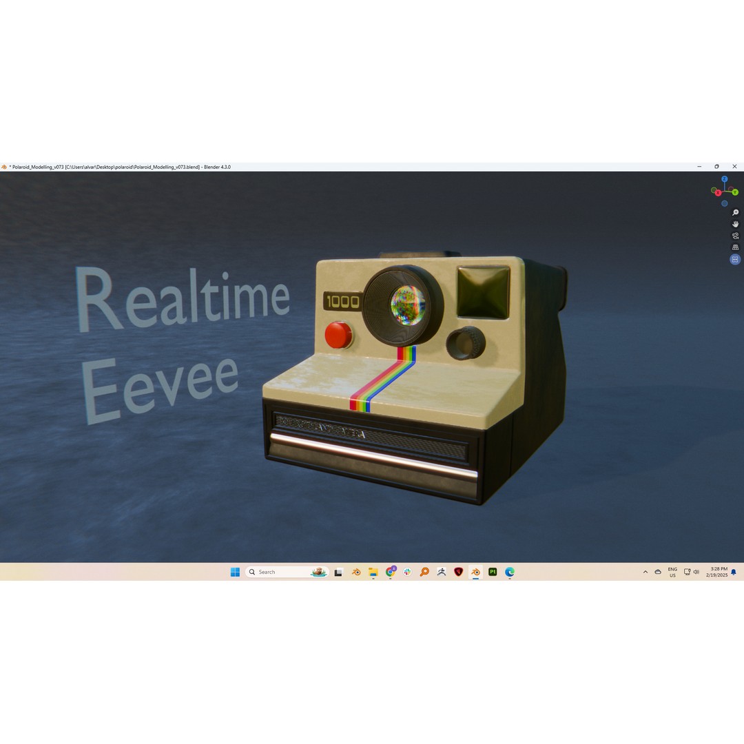 Polaroid Camera 3D Model – Hand-Modeled PBR Asset, Blender, FBX, OBJ - View 9
