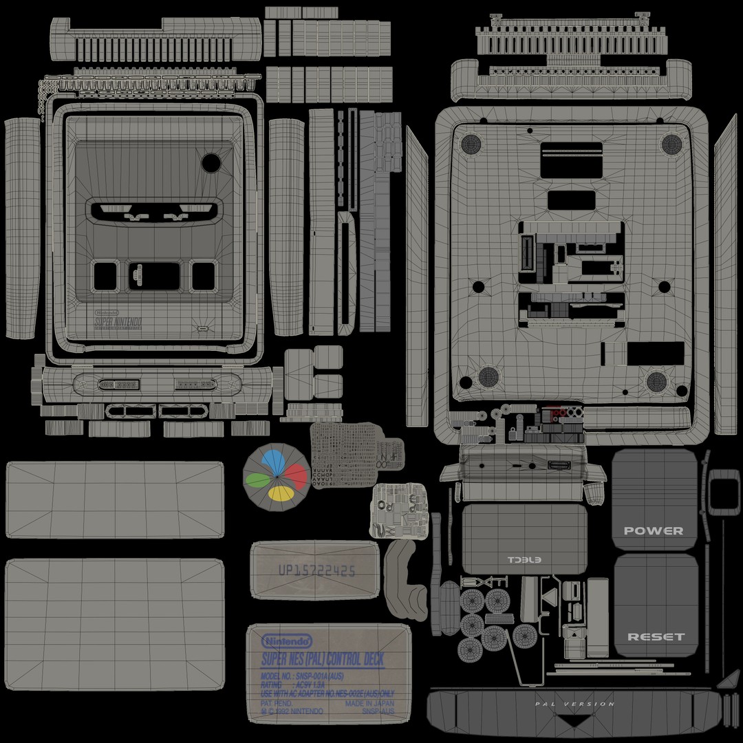 SNES Super Nintendo 3D Model – Low Poly Game Asset, FBX, PBR Textures - View 63