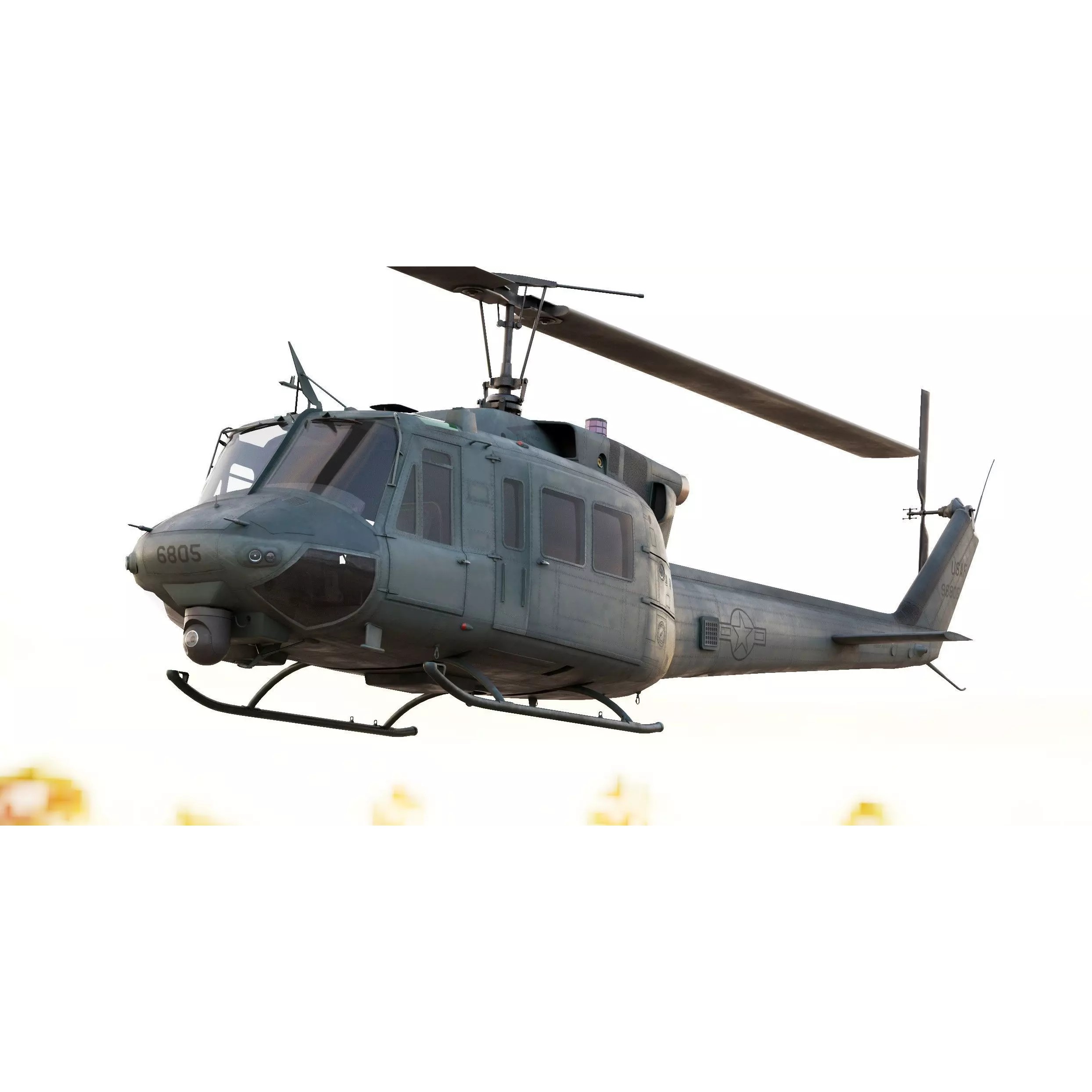 Bell UH-1N Iroquois CH-135 Twin Huey - Game-Ready 3D Model - View 3