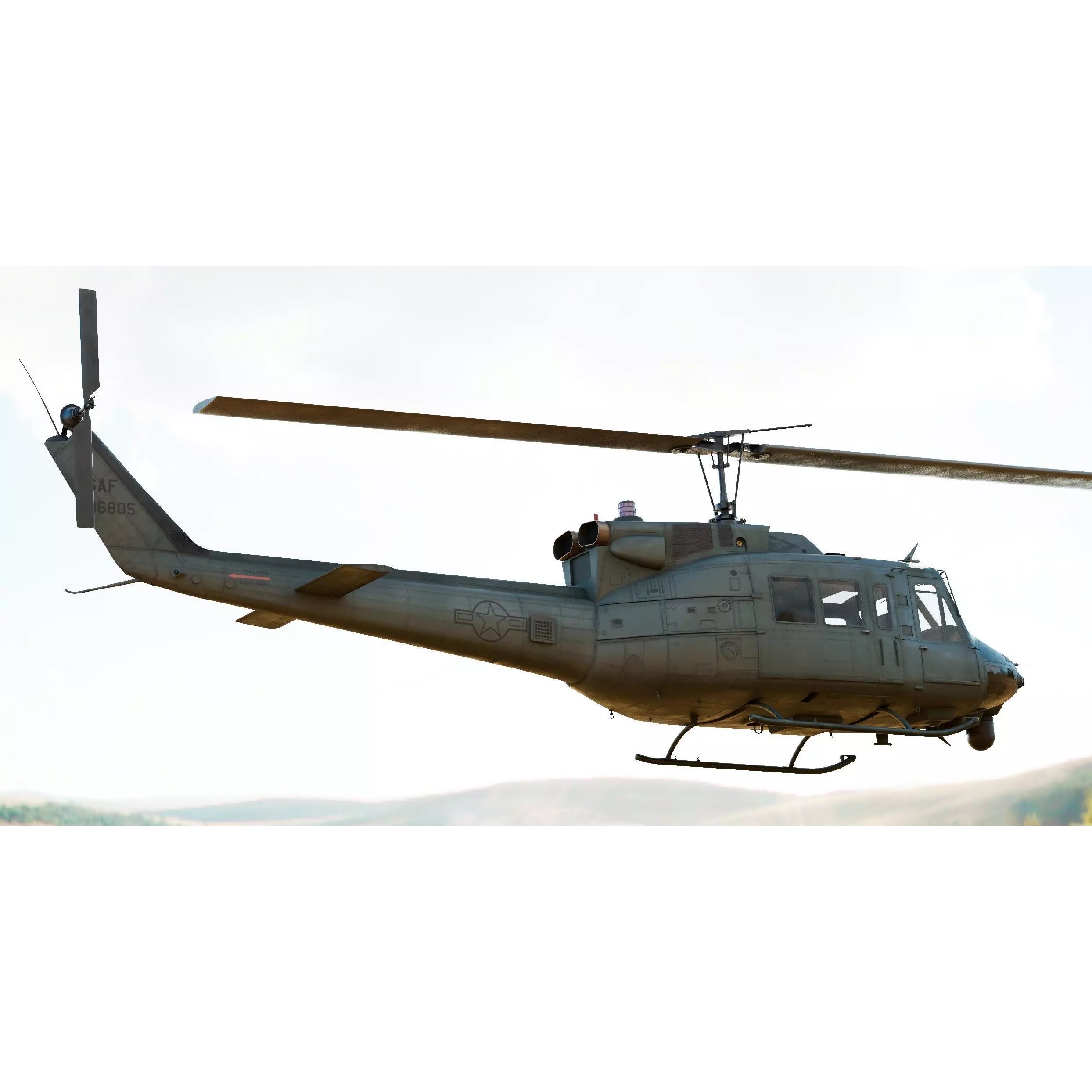Bell UH-1N Iroquois CH-135 Twin Huey - Game-Ready 3D Model - View 4