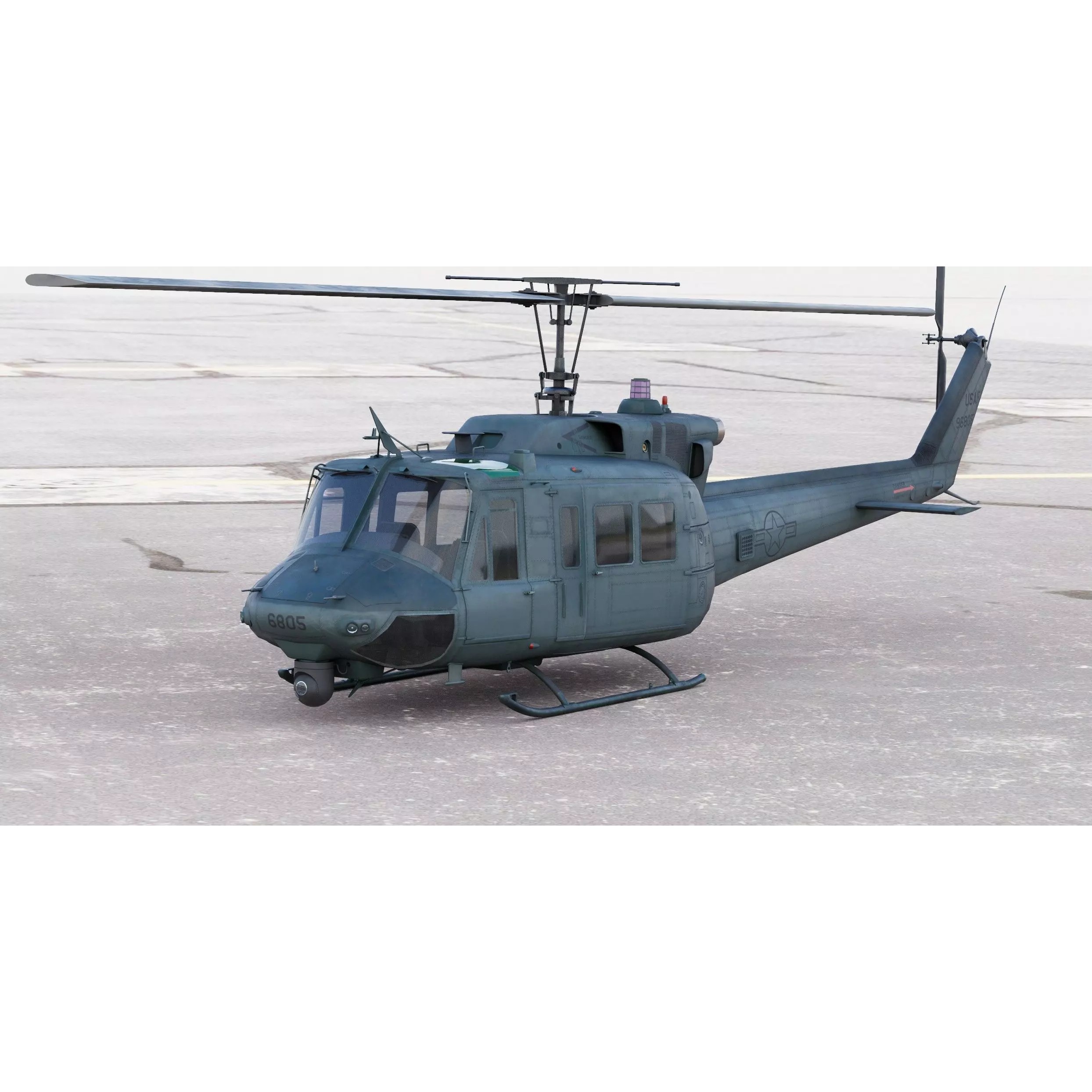 Bell UH-1N Iroquois CH-135 Twin Huey - Game-Ready 3D Model - View 5