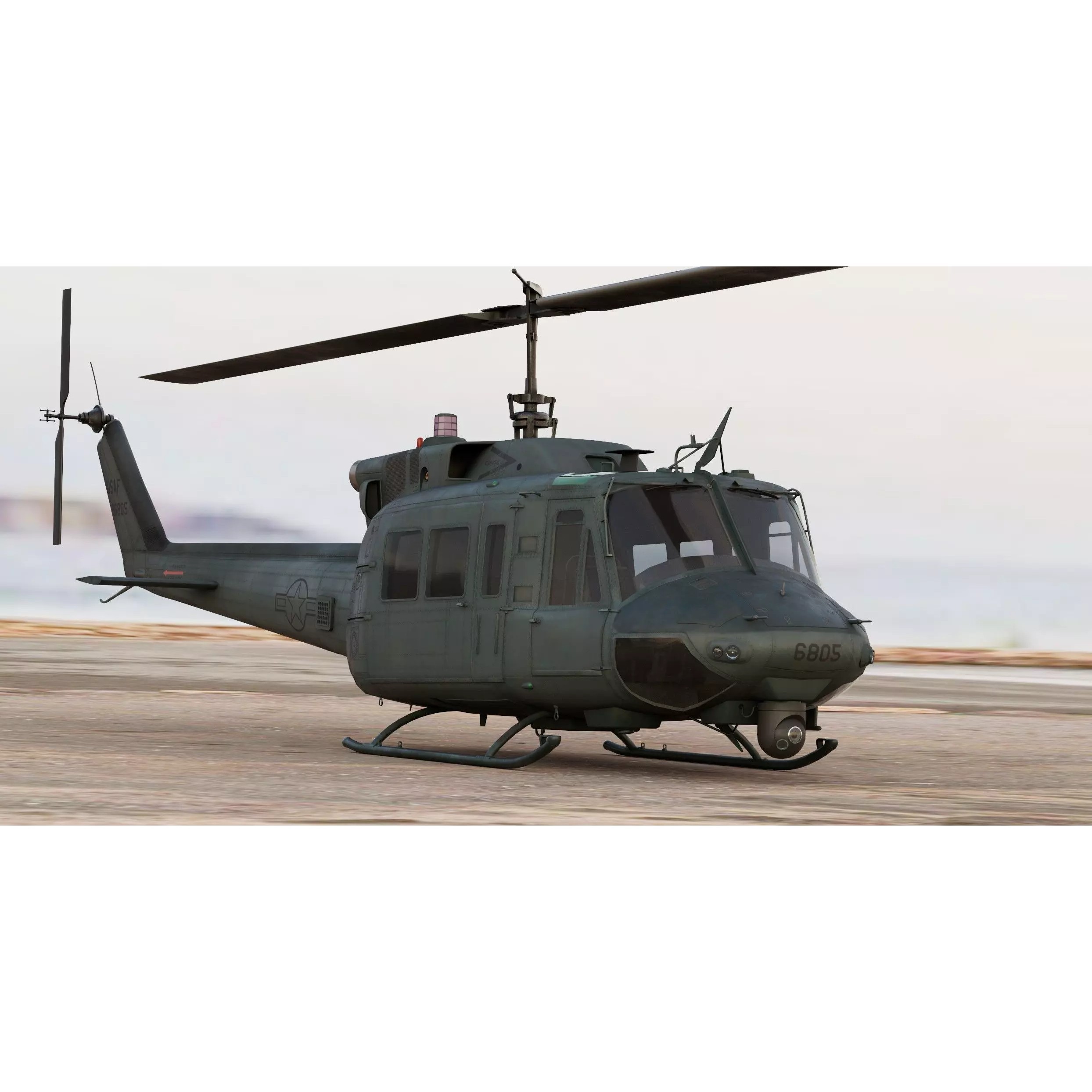Bell UH-1N Iroquois CH-135 Twin Huey - Game-Ready 3D Model - View 6