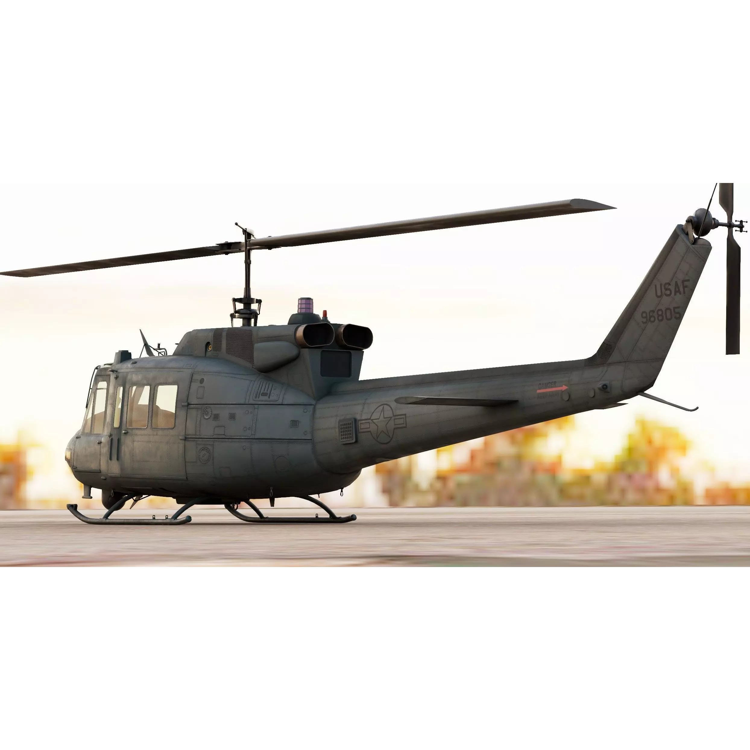 Bell UH-1N Iroquois CH-135 Twin Huey - Game-Ready 3D Model - View 7