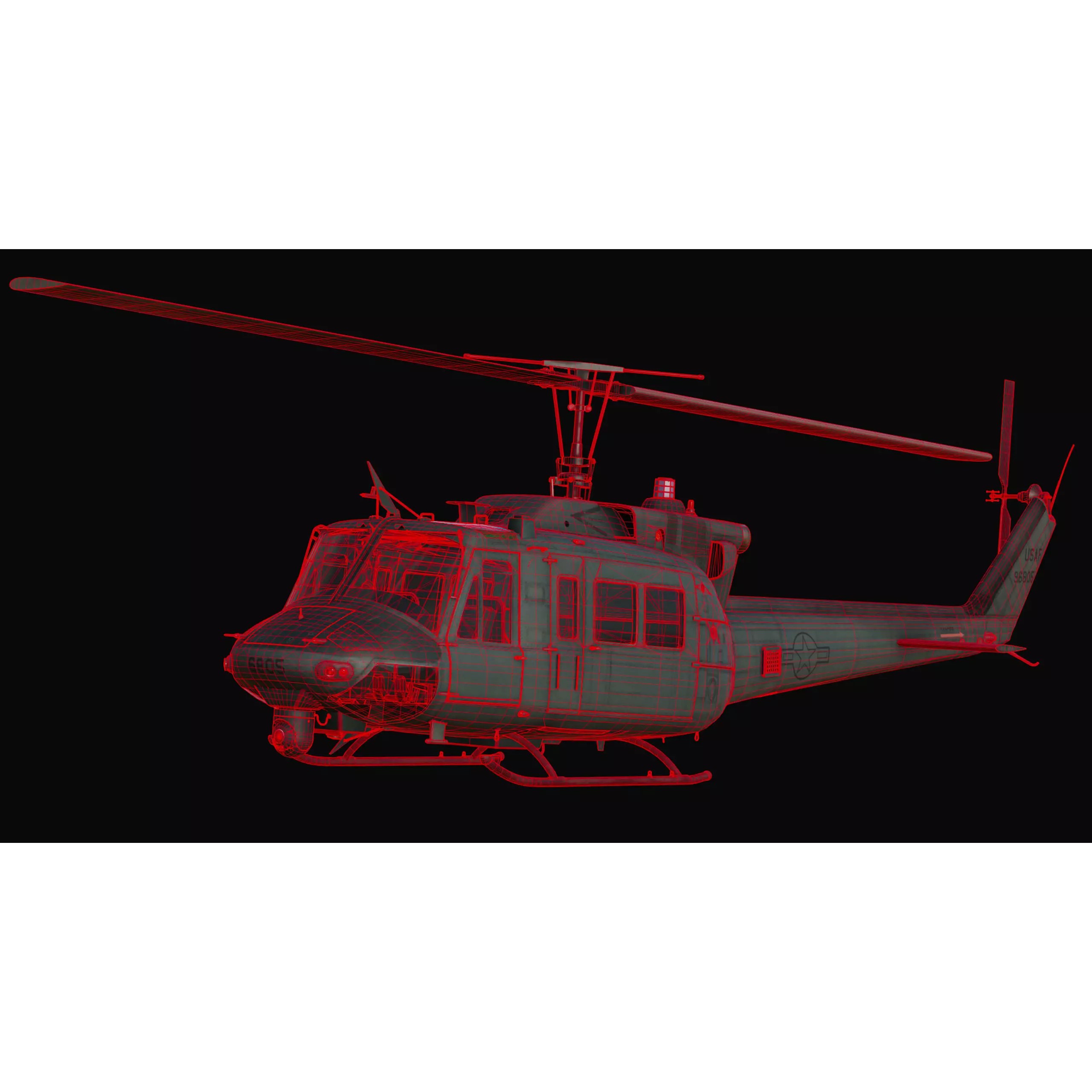 Bell UH-1N Iroquois CH-135 Twin Huey - Game-Ready 3D Model - View 9