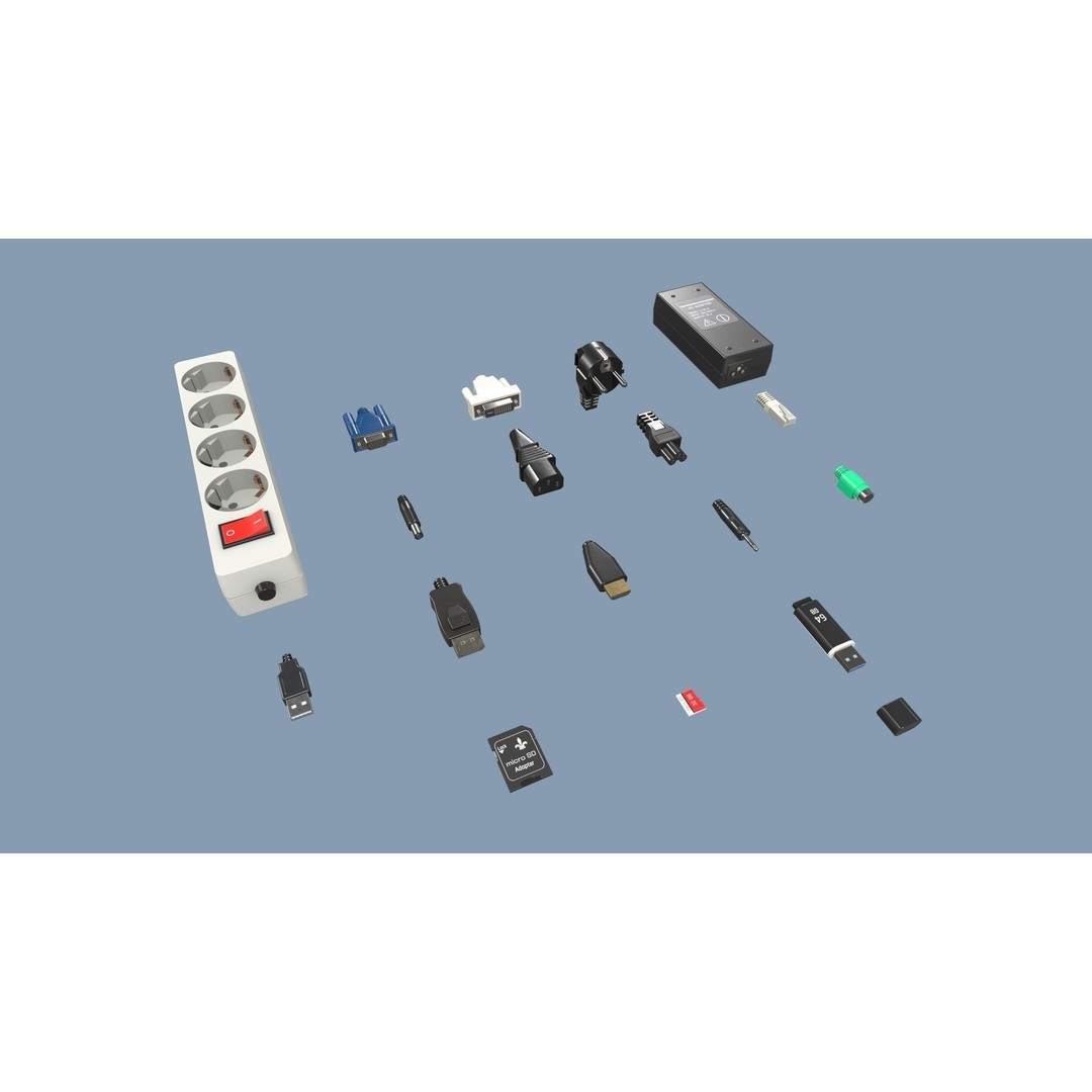 Computer Set 3D Model – Low Poly Game Ready Asset, PBR Textures