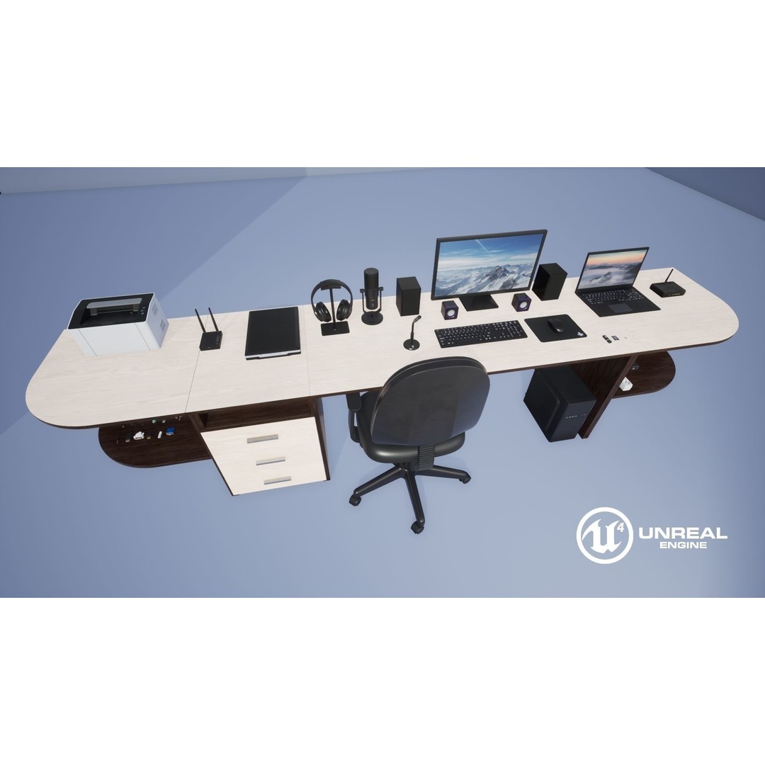 Computer Set 3D Model – Low Poly Game Ready Asset, PBR Textures - View 5