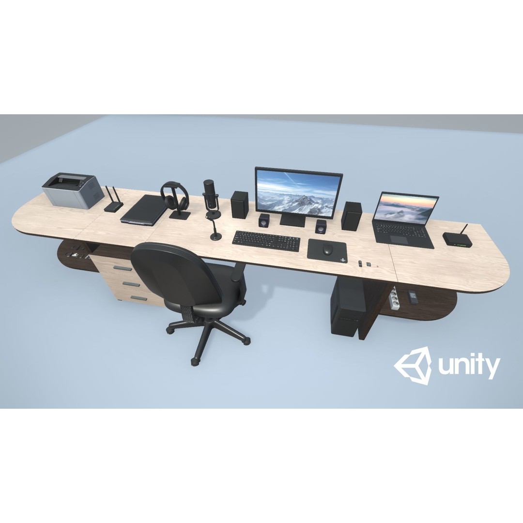Computer Set 3D Model – Low Poly Game Ready Asset, PBR Textures - View 6