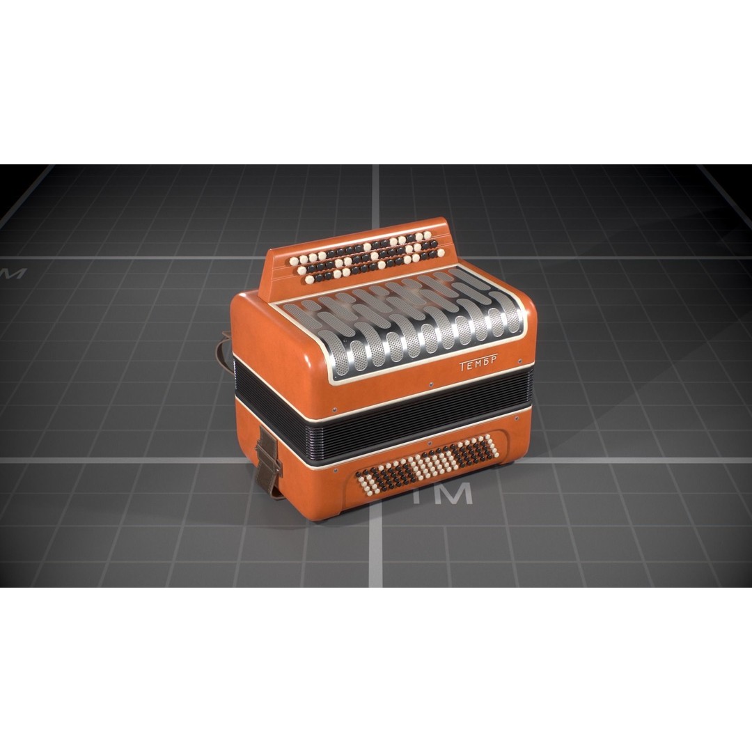 Soviet Button Accordion 3D Model – Low Poly Game Asset, FBX - View 10