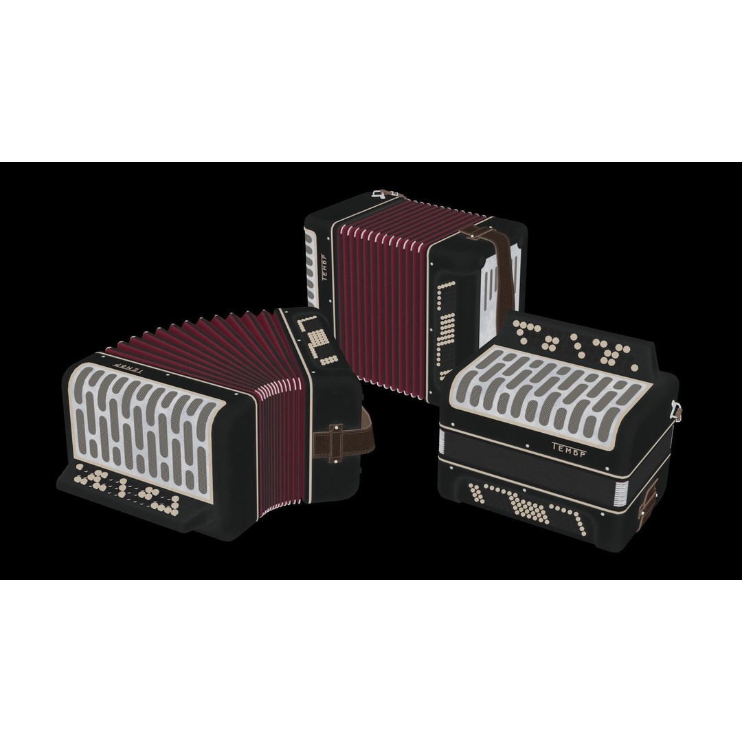 Soviet Button Accordion 3D Model – Low Poly Game Asset, FBX - View 12