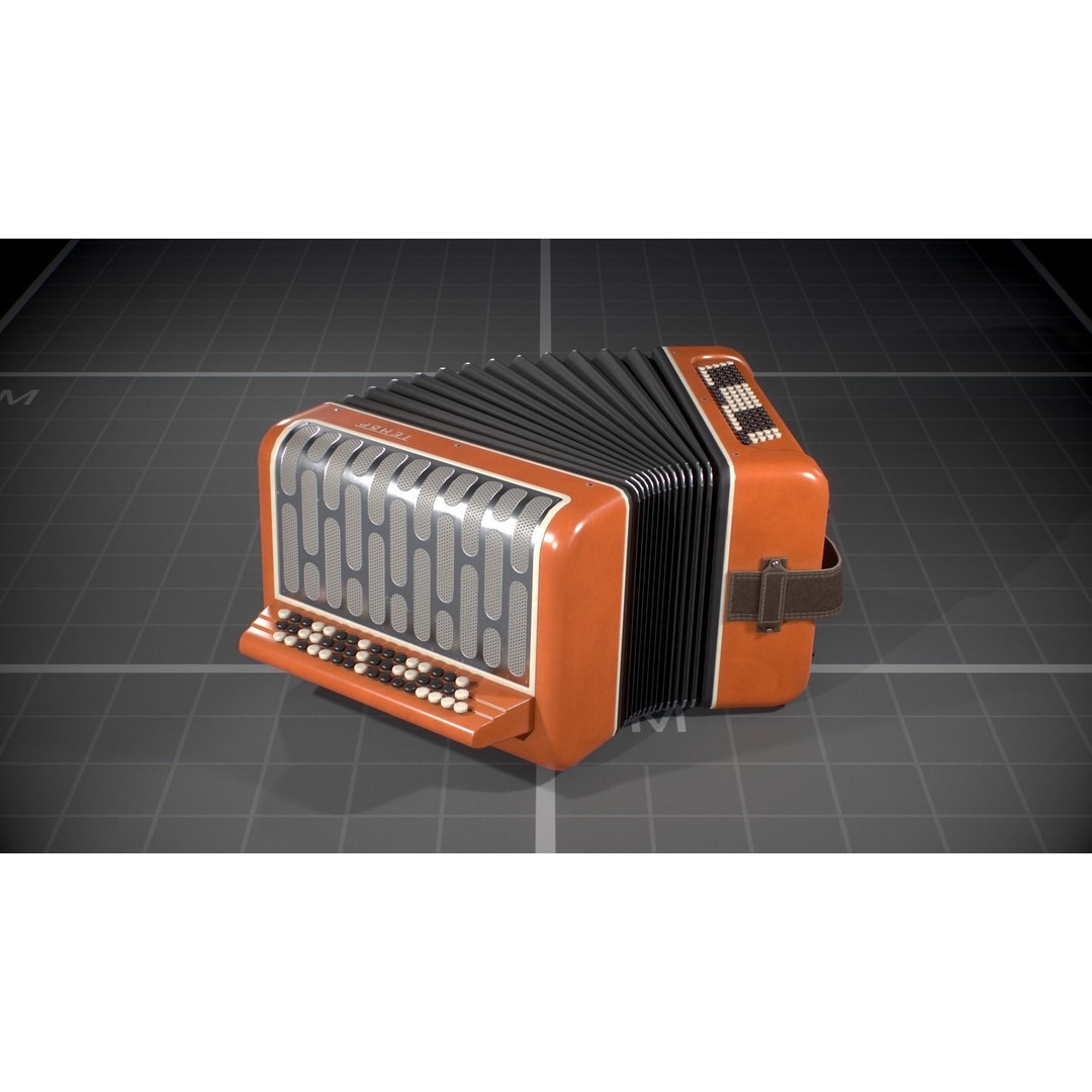 Soviet Button Accordion 3D Model – Low Poly Game Asset, FBX - View 8