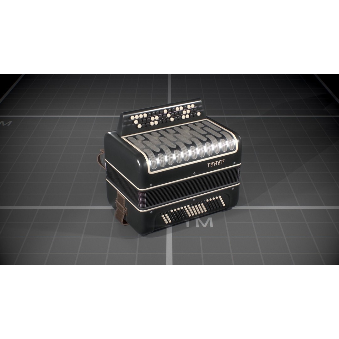Soviet Button Accordion 3D Model – Low Poly Game Asset, FBX - View 9