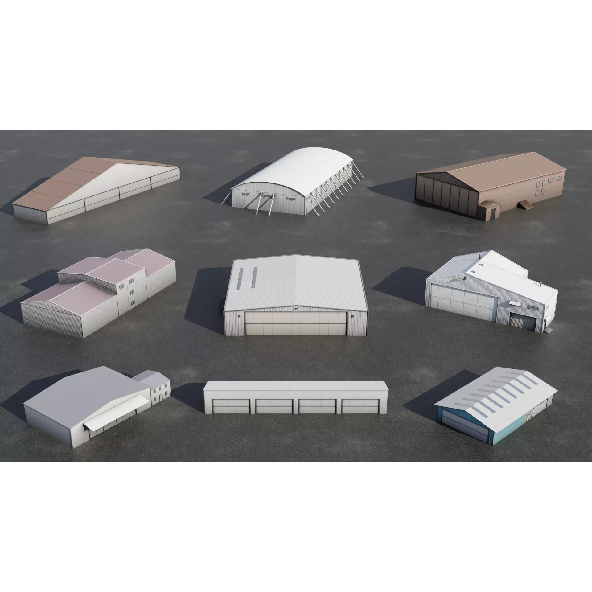 Airfield Hangar Collection - Low-Poly Game-Ready 3D Model - View 2