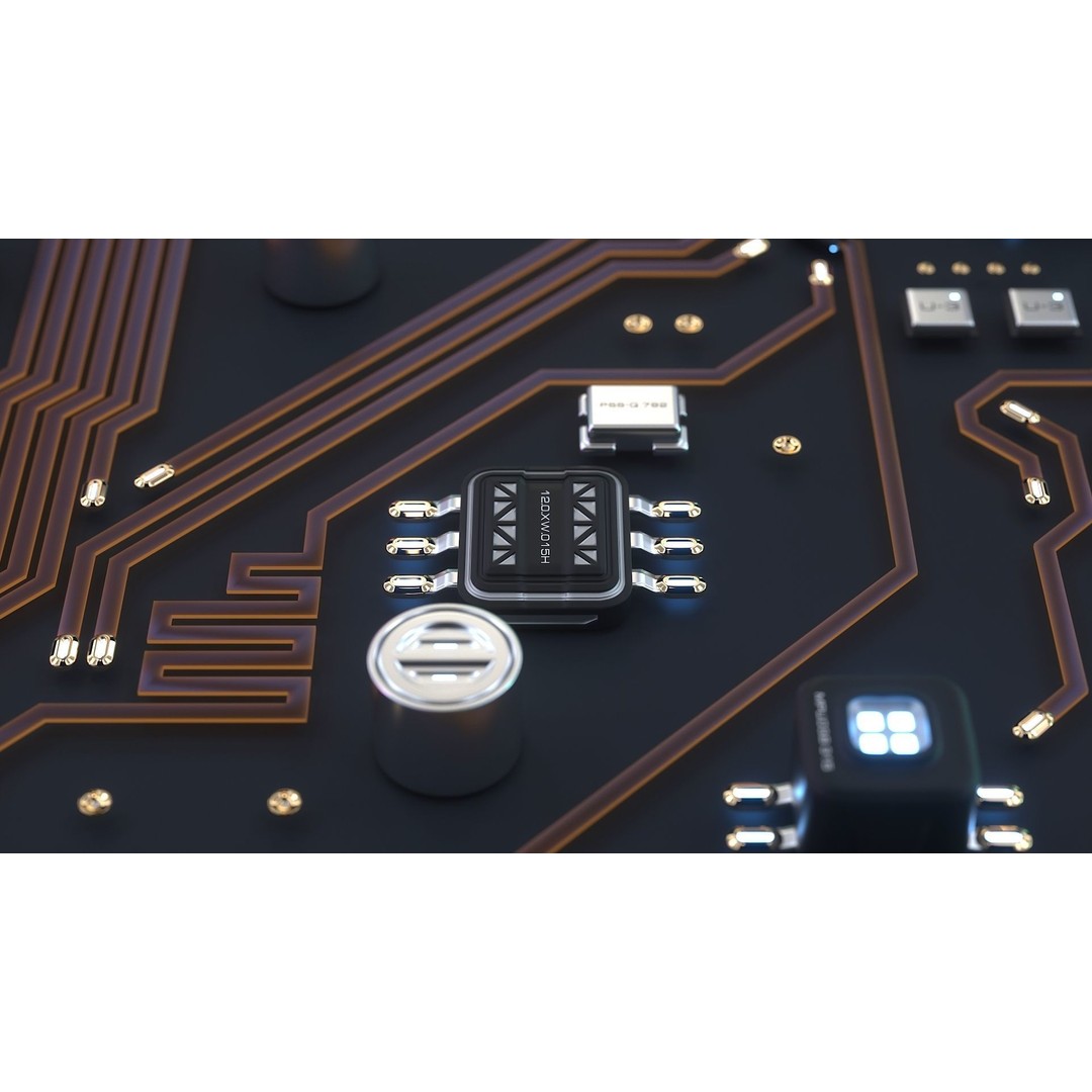 Sci-Fi Microchips 3D Model – Low Poly Asset, Game Ready Formats - View 10