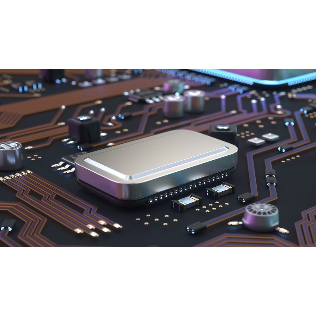 Sci-Fi Microchips 3D Model – Low Poly Asset, Game Ready Formats - View 8