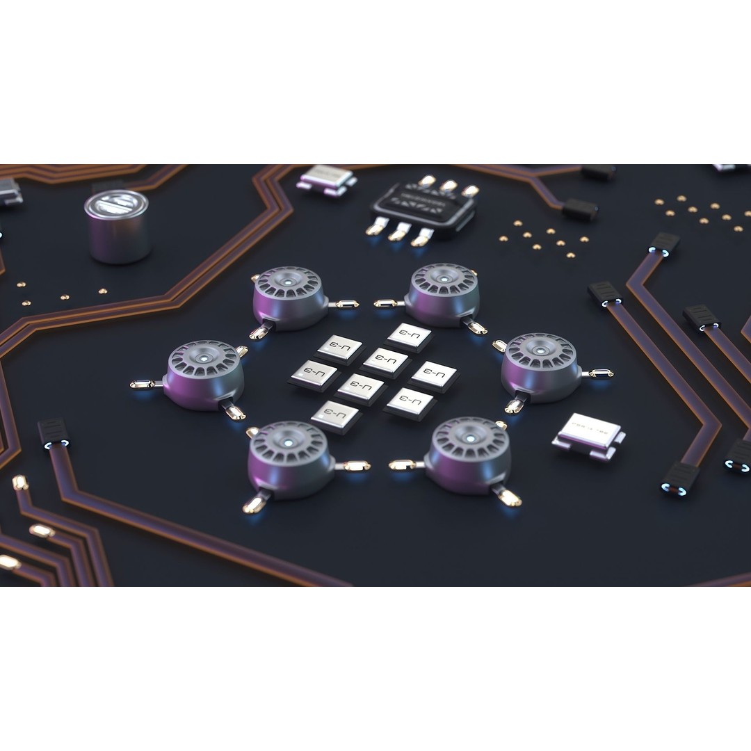 Sci-Fi Microchips 3D Model – Low Poly Asset, Game Ready Formats - View 9