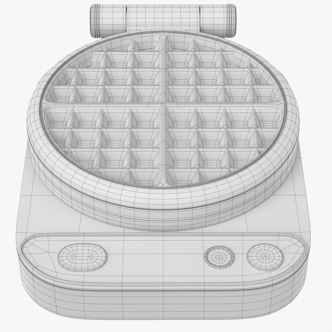 Waffle Maker 3D Model – High Poly Kitchen Appliance, PBR Textures - View 11