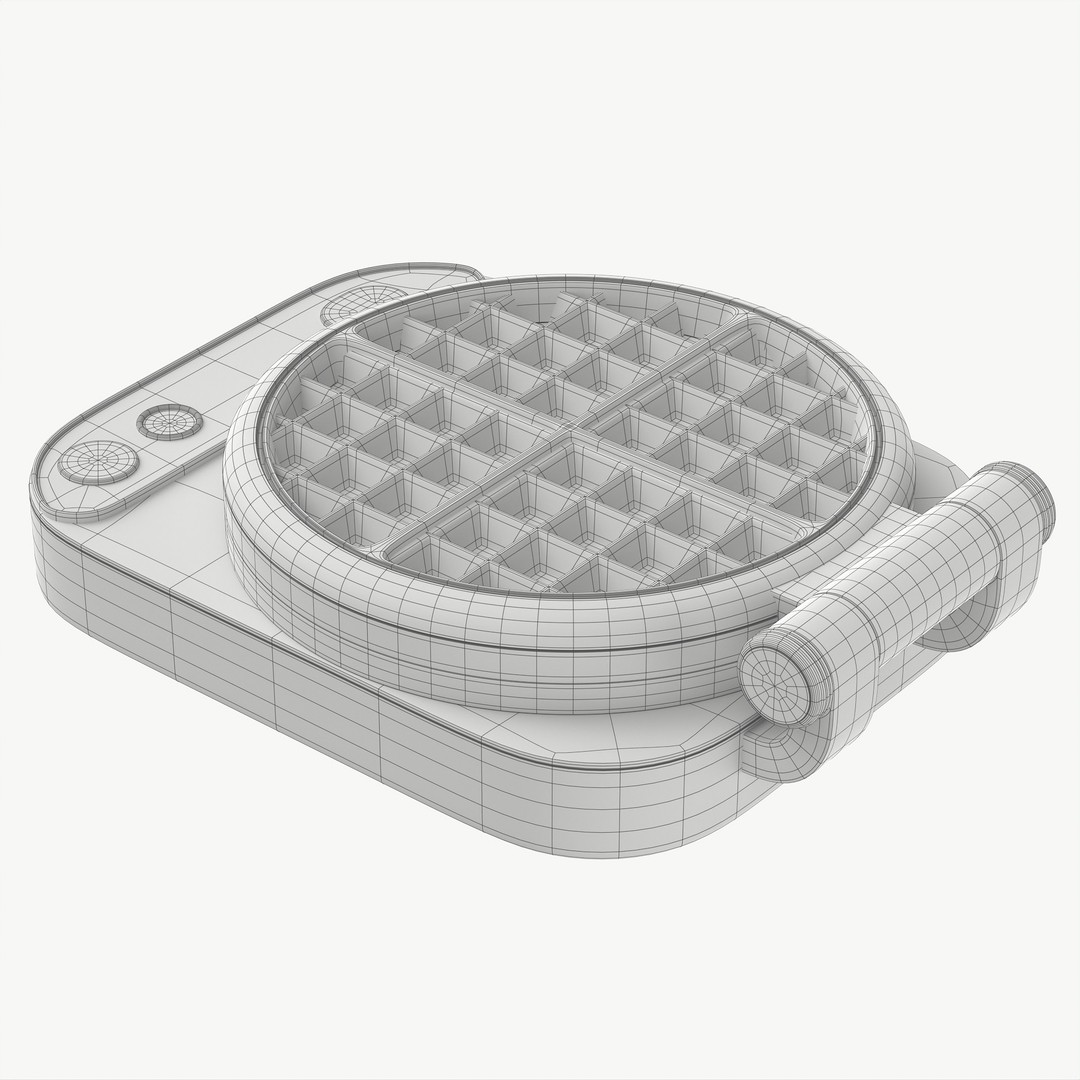 Waffle Maker 3D Model – High Poly Kitchen Appliance, PBR Textures - View 12