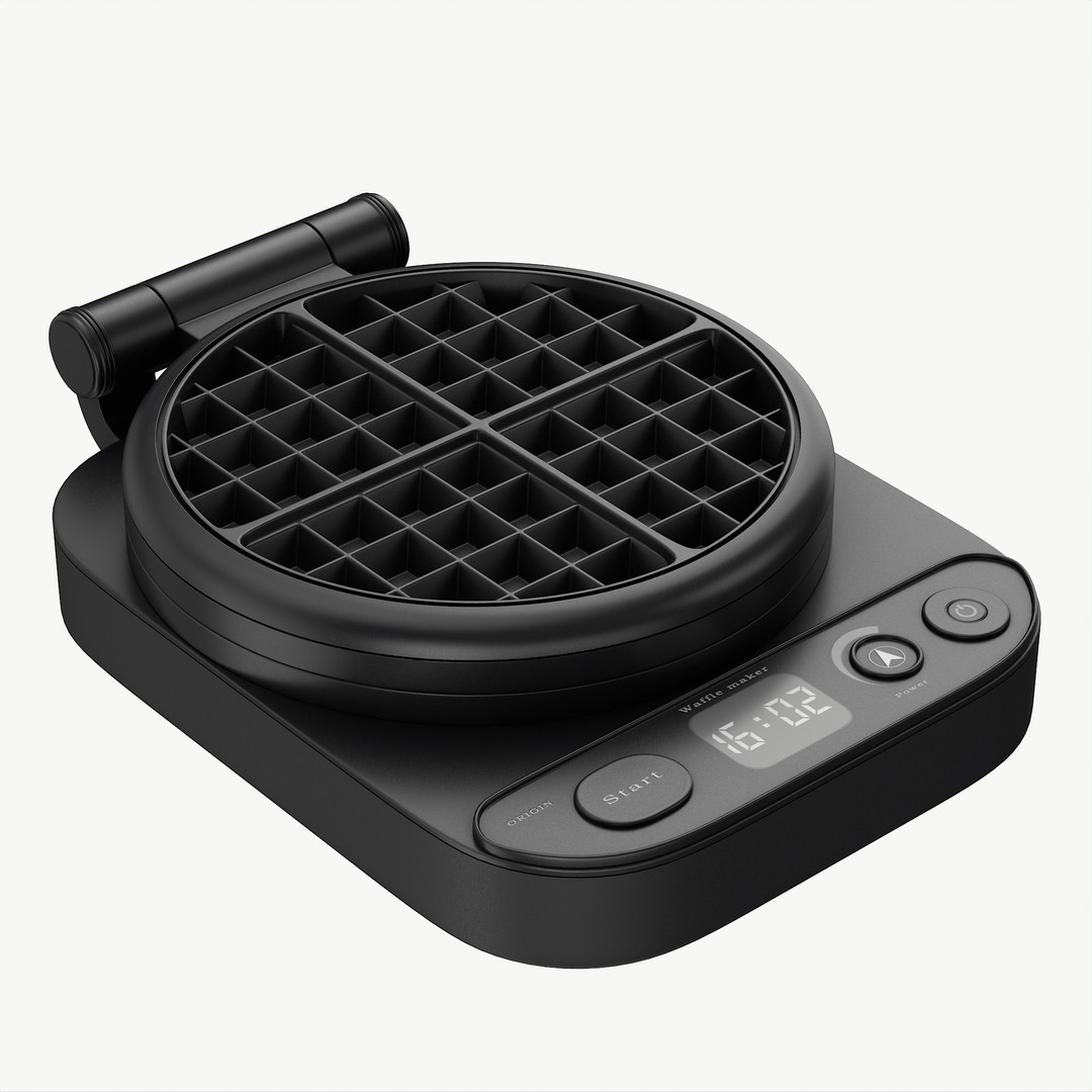 Waffle Maker 3D Model – High Poly Kitchen Appliance, PBR Textures - View 3