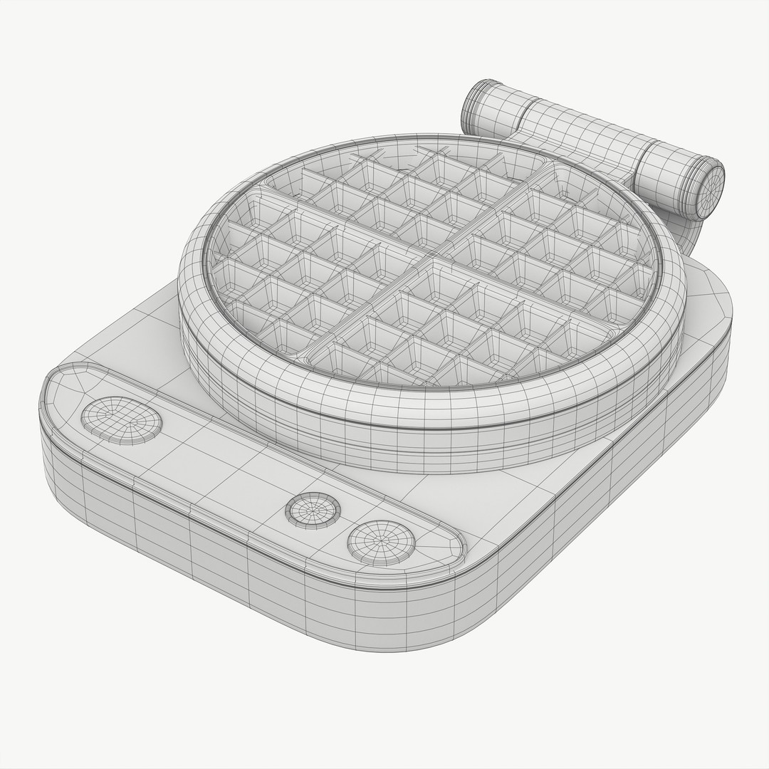 Waffle Maker 3D Model – High Poly Kitchen Appliance, PBR Textures - View 9