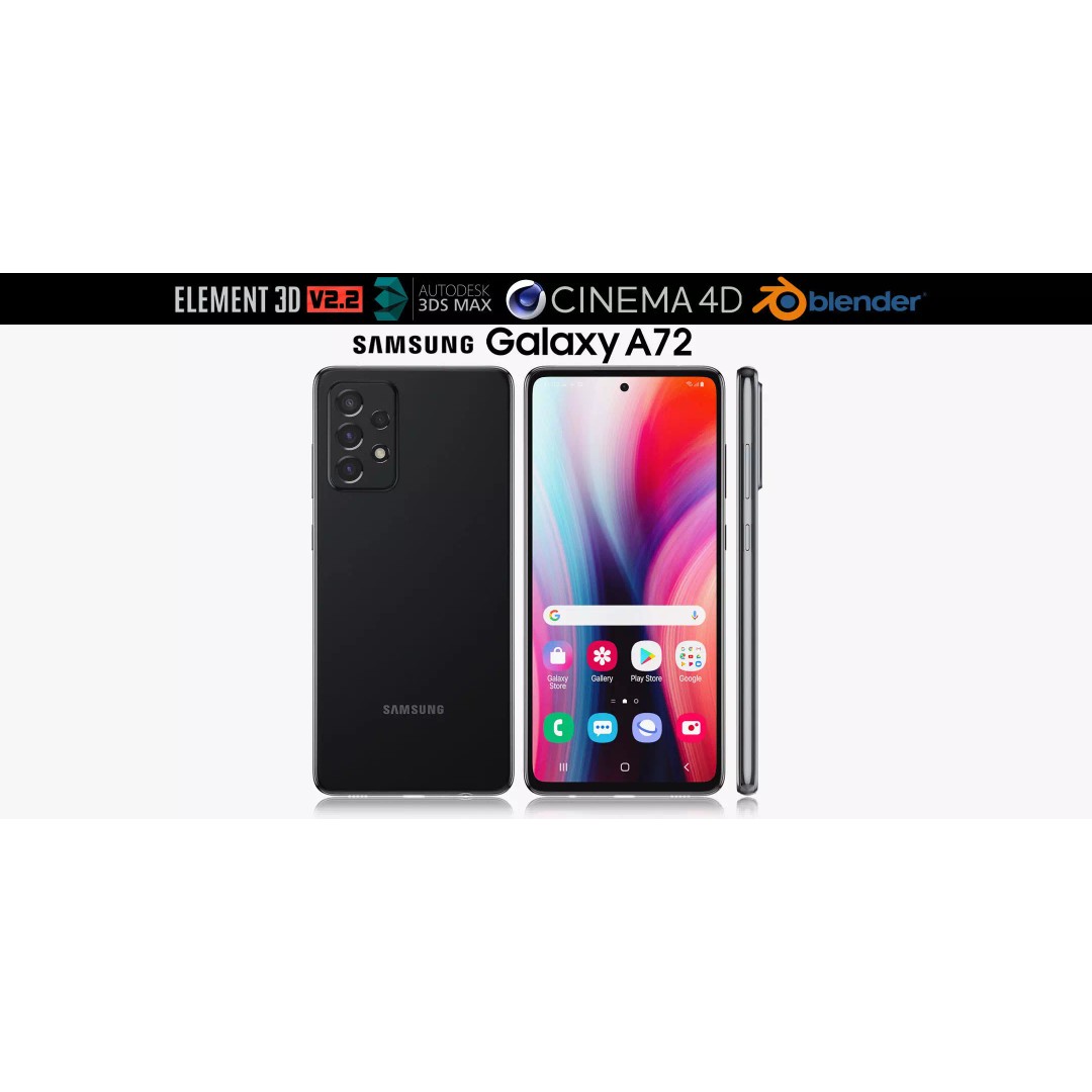 Samsung Galaxy A72 3D Model – Realistic PBR Asset, FBX, OBJ, Blender - View 2