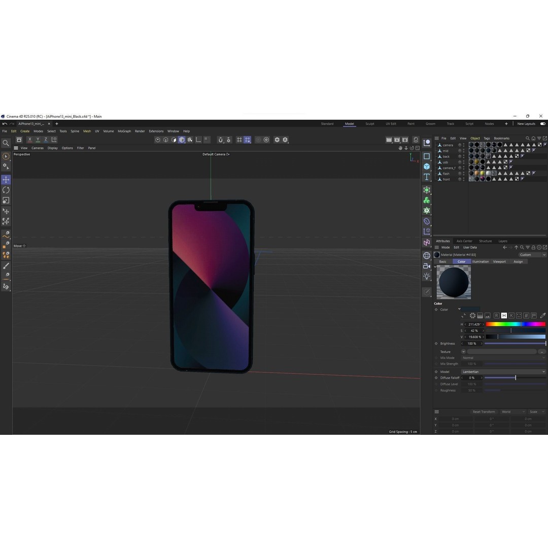 Apple iPhone 13 Mini 3D Model – Low Poly Game Asset, FBX, OBJ - View 28
