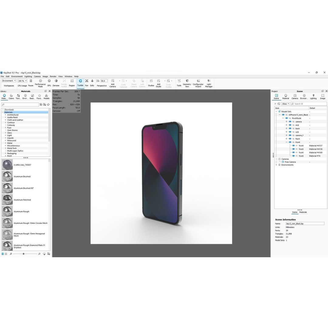 Apple iPhone 13 Mini 3D Model – Low Poly Game Asset, FBX, OBJ - View 29