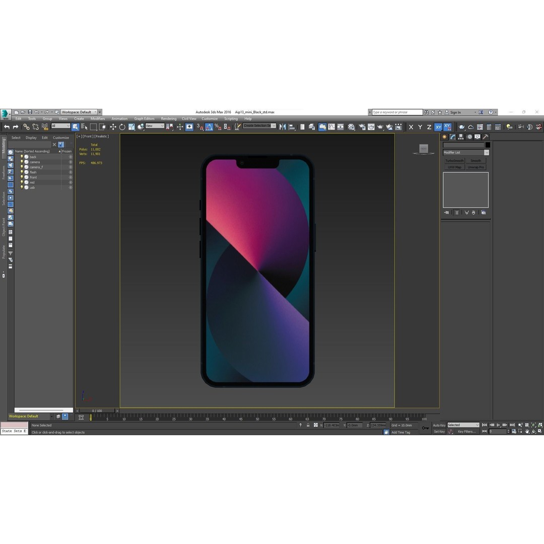 Apple iPhone 13 Mini 3D Model – Low Poly Game Asset, FBX, OBJ - View 30
