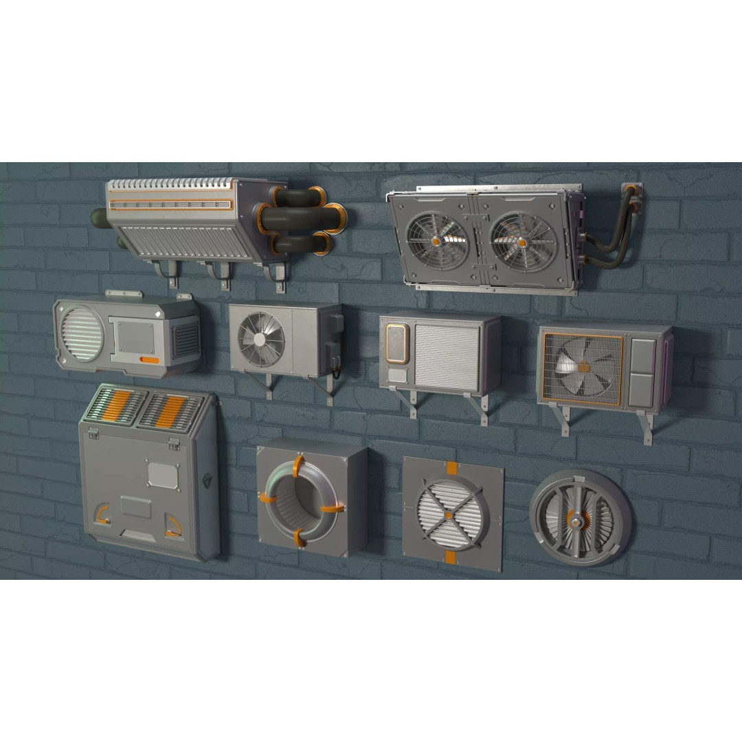Air Conditioner 3D Model – Medium Poly PBR Asset, FBX, OBJ, Blender - View 2